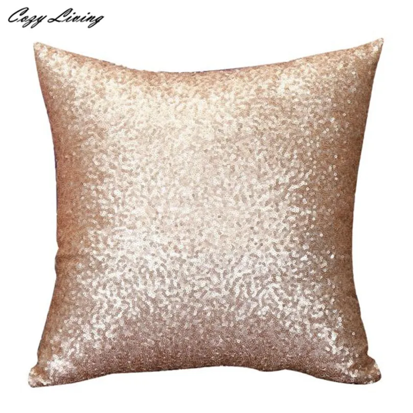 Подушка с блестками чехол 40*40 см украшенные золотистыми и серебристыми Блестки