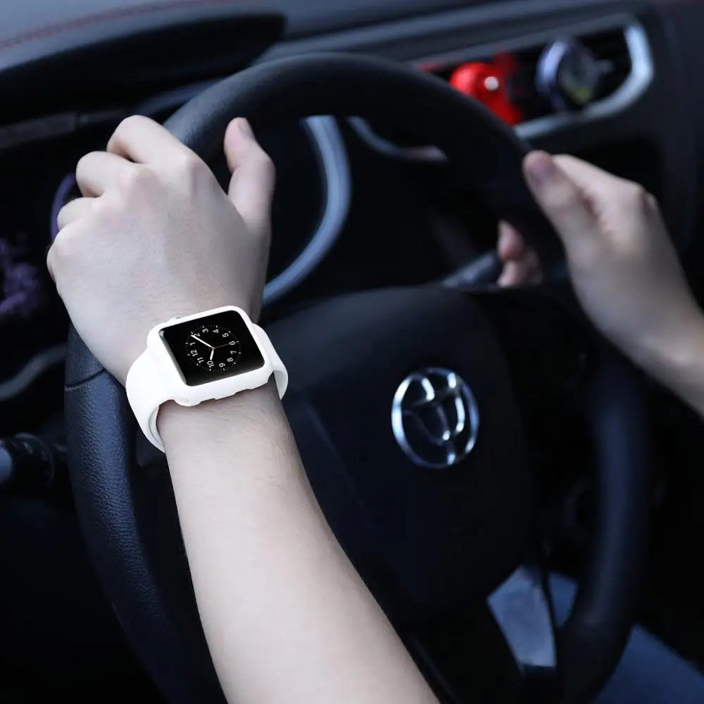 Мягкий силиконовый чехол для Apple Watch 3 2 1 38 мм 42 защитный с полным покрытием iWatch 5 4 44