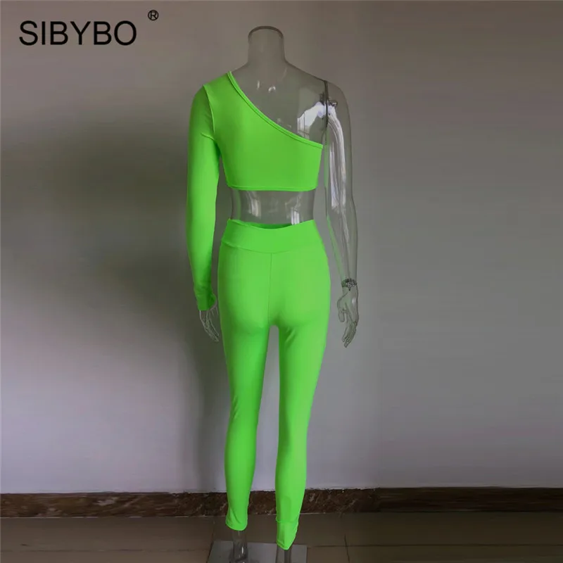 Женский спортивный костюм Sibybo, комплект из двух вещей короткого сексуального топа в обтяжку и штанов с высокой талией для тренировок на лето