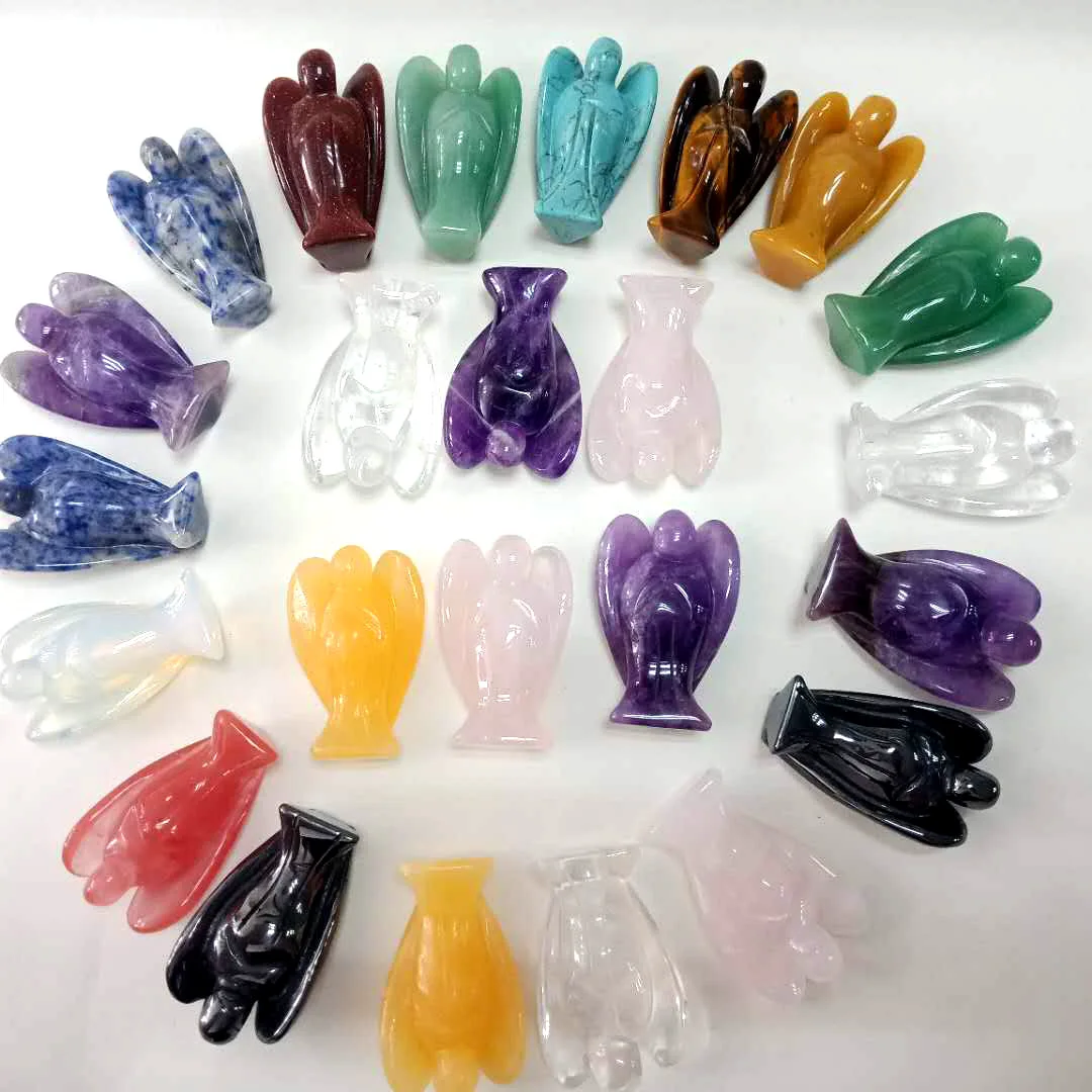 Натуральный драгоценный камень кристалл ангел цепочка кварц аметист кальдалит