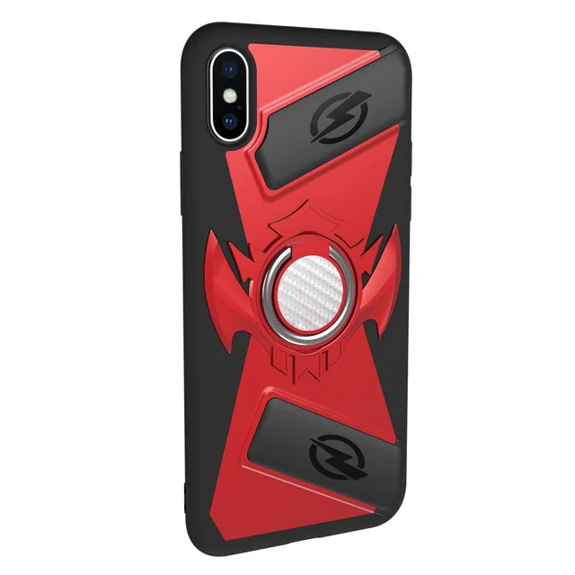 Красный Геймпад триггер чехол для iPhone X XS 7 8 подставка Магнитная автомобиля кольцо держатель Pubg игровой чехол для I Phone 6 6S Plus Броня обложка - Цвет: Красный
