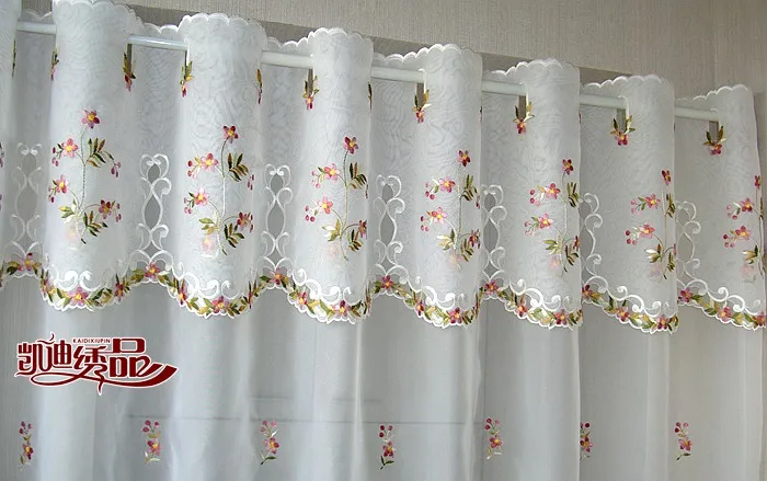 countryside half curtain luxurious embroidered window valance wear tube lace hem coffee curtain for kitchen cabinet door a 113 free global shipping