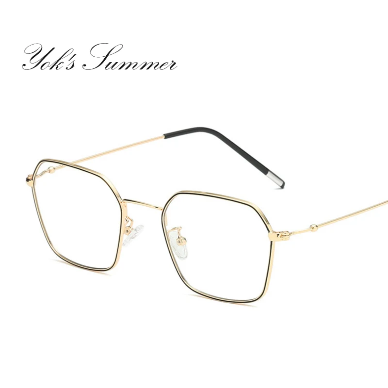 C2 Black Gold Frame YOK'S Polygon фотохромные анти голубые лучи Компьютерные очки для женщин и мужчин ультра светильник Хамелеон анти-УФ очки для вождения на открытом воздухе WN1294 - Цвет оправы: C2 Black Gold Frame