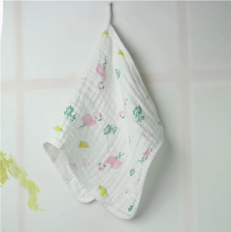 Flamingo 1 шт. васойоли красочные печатные отрывистые ткани 30*50 см с подвешиванием и краем Муслин Хлопок 6 слоев носовой платок мягкое полотенце - Цвет: Flamingo