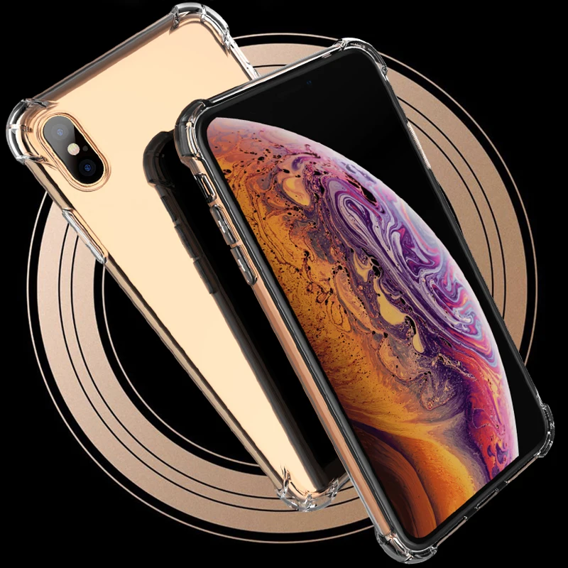Мягкий противоударный прозрачный силиконовый чехол для iphone XS Max с подушкой
