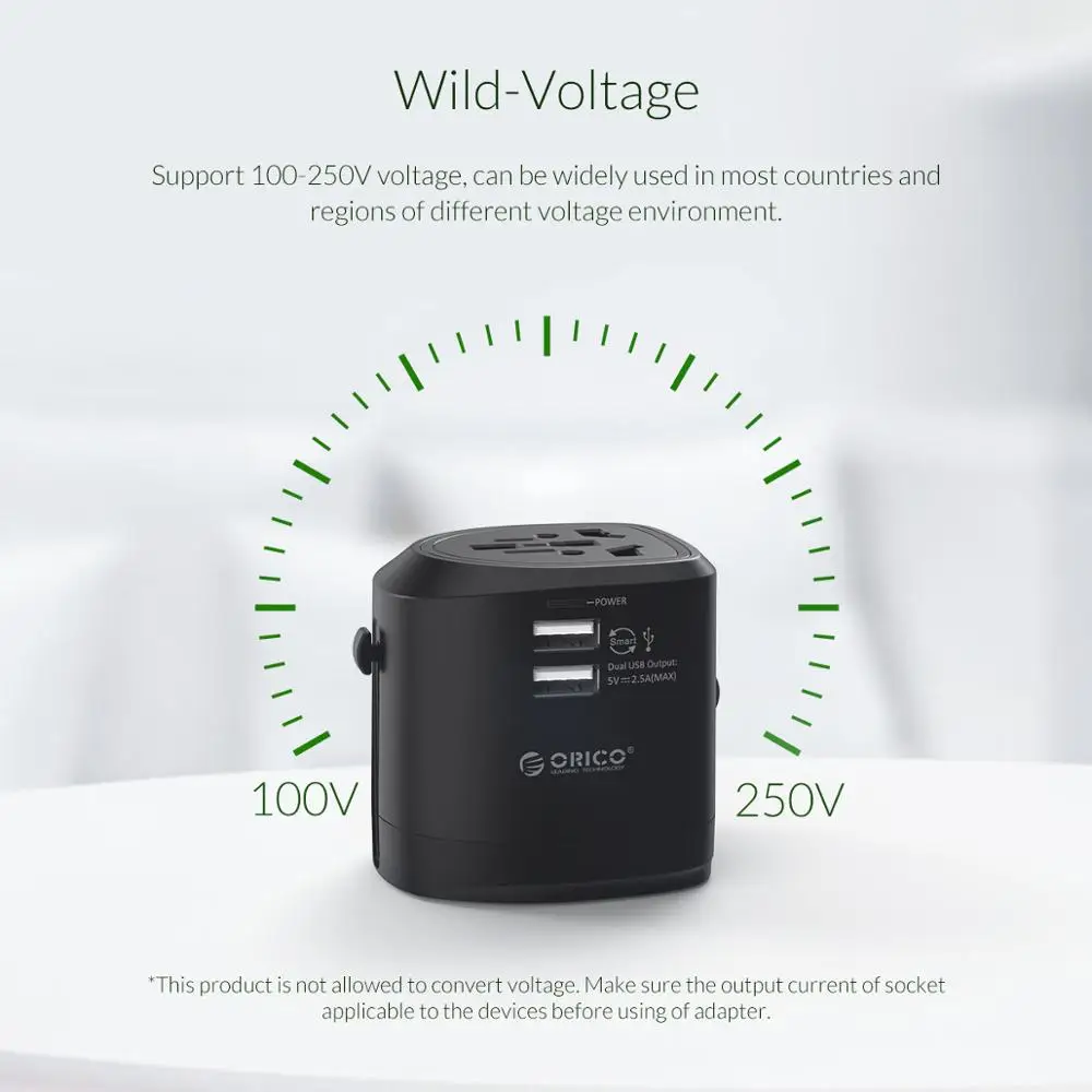 ORICO Travel Adapter Международная розетка все-в-одном 3 USB 1 Тип C 5V3. 4A Max Выход usb зарядный порт UK/AU/US/EU Plug