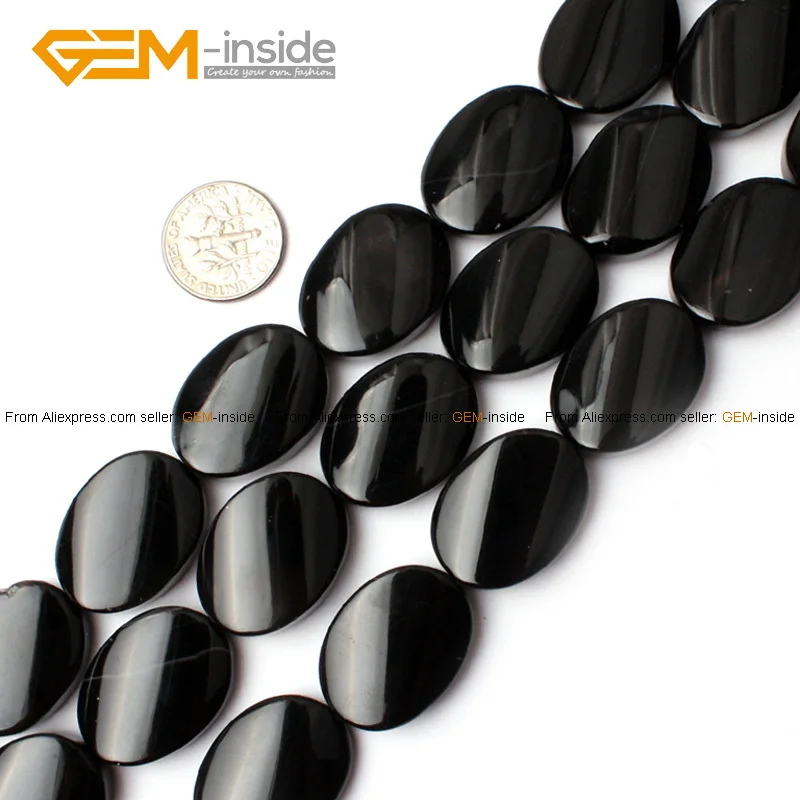 Круглые овальные черные бусы из камня Агата 13-20 мм с натуральной витой