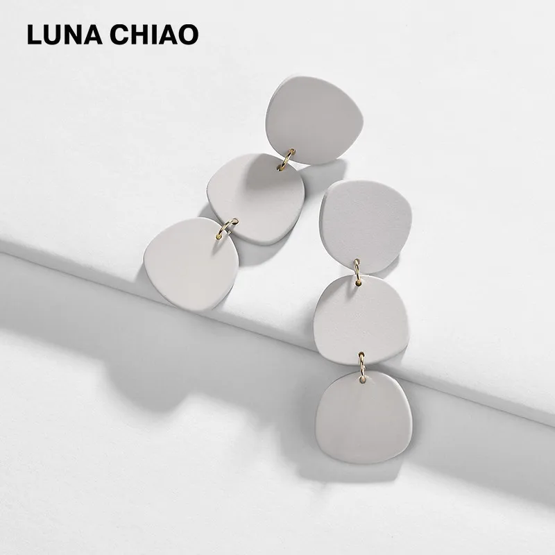 Grey LUNA CHIAO, женские модные ювелирные изделия, матовое покрытие, неправильные геометрические висячие серьги, акриловые длинные висячие серьги, бижутерия - Окраска металла: Grey