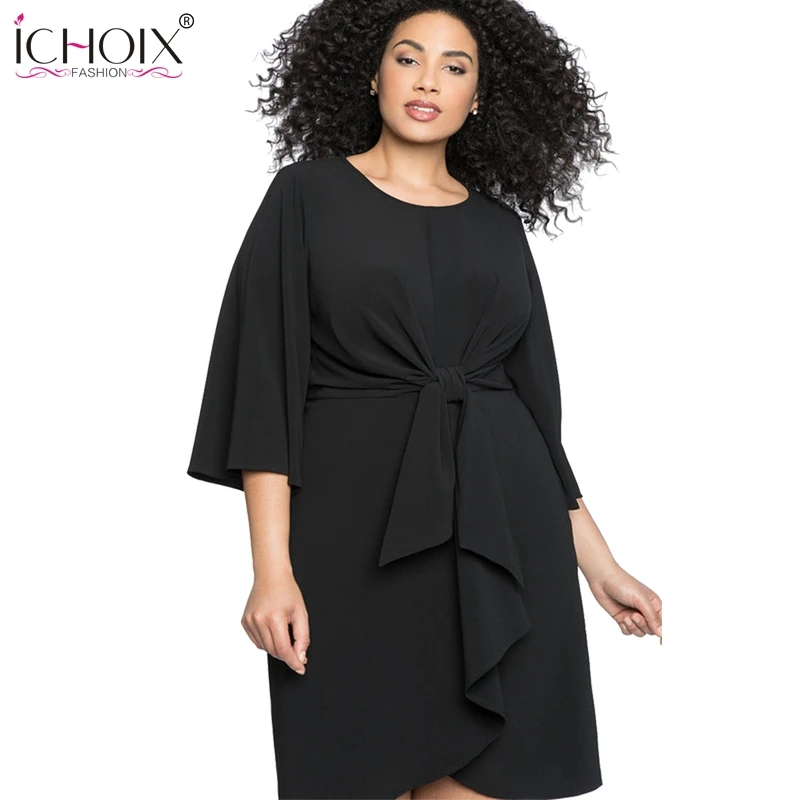

4XL 5XL 2019 Plus Size Women Dress Autumn Casual Big Size Dresses Elegant Lady Office Party Dress Black Large Size Women Clothes