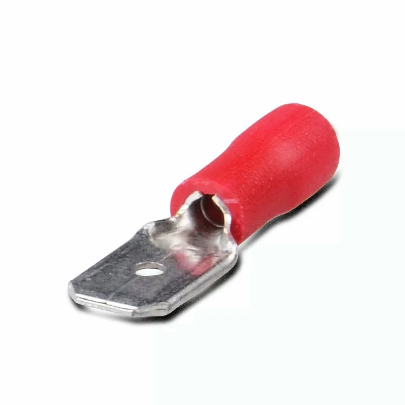 6.3mm red male 100 шт. мужской красный синий желтый 2,8 мм 4,8 мм 6,3 мм изолированный Лопата провода разъем электрические обжимные клеммы - Цвет: 6.3mm red male