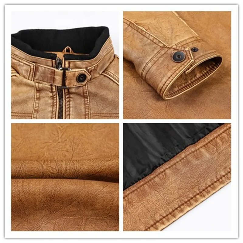 

Men's PU Jacket Leather Coat Autumn Slim Fit Faux Leather Motorcycle Jackets Male Coats Casual Outwear Fur Coat