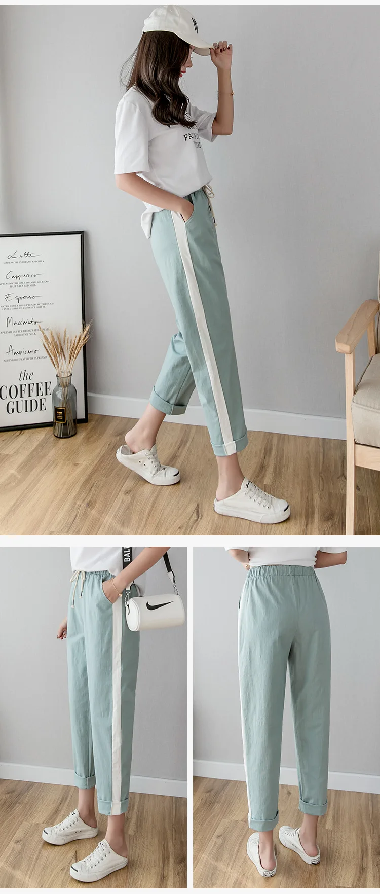 Casual Harem Pants Women's Pantaloni Donna Green Pink Black High Waist Summer Pants Plus Size sweatpants Harajuku Trousers Women