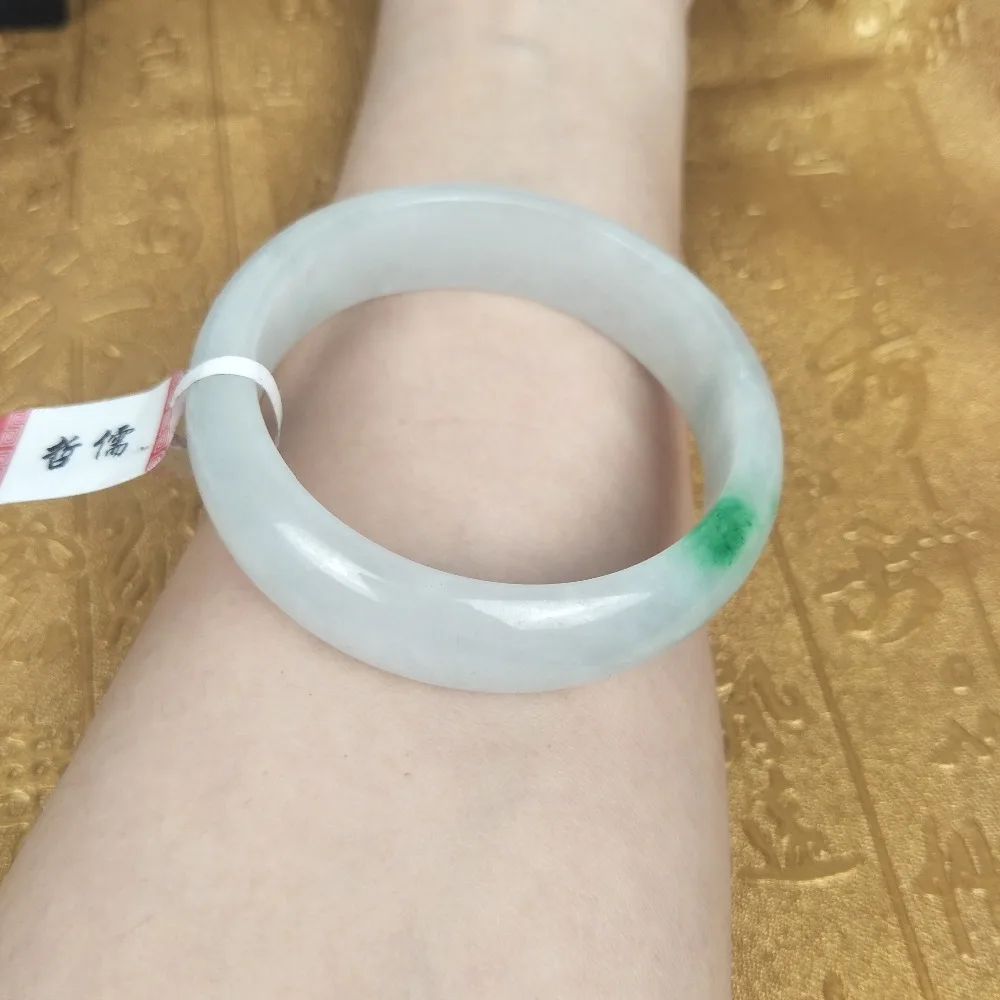 

Send A certificate natural Jadeite bracelet Natural light color two-color 54-61mm female Princess bracelet Jewelry gift