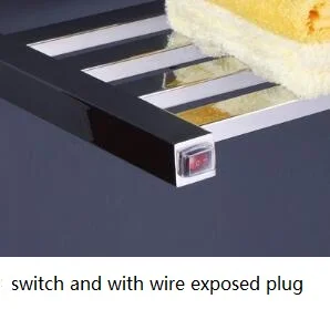 switch and plug 304# полотенцесушитель с подогревом из нержавеющей стали Электрический полотенцесушитель для ванной комнаты TW-RT1 - Цвет: switch and plug