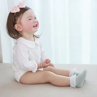 spring and summer childrens lace socks lace side girls socks double needles loose mouth solid color baby socks m16