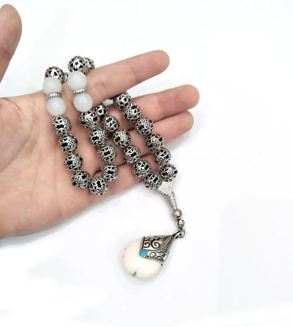 Магазин Tesbih 10 мм посеребренные молитвенные Бусы Tasbih Tasbeeh Subha Misbaha исламский