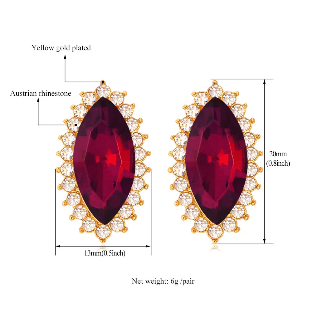 U7 Розовый Кристалл Серьги 7 Цвета Роскошный Горный Хрусталь Ювелирные Изделия