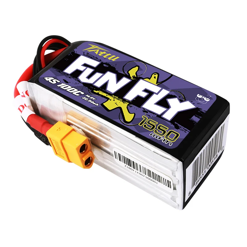Ace TATTU FUNFLY 1300mAh 1550mAh 1800mAh 3s 4s 6s 100C 12 6 v 16 8 25 2 Lipo батарея XT60 Plug FPV 250 230 210 180 Размер