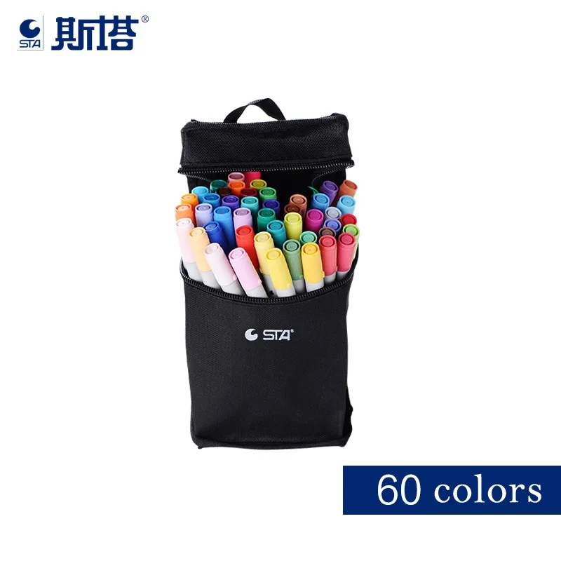 60 colors in bag STA 3100 80 акварельные Мягкие кисти маркерные ручки гибкий наконечник для рисования каллиграфическая кисть, Водная раскраска для детей и взрослых книг - Цвет: 60 colors in bag