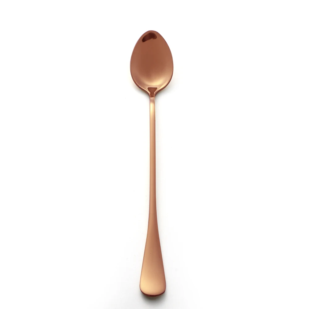 Brown oval spoon Новинка, 4 цвета, десертная ложка из нержавеющей стали с длинной ручкой, ложки для кофе, ложка для молока, мороженого, супа, кухонная чайная ложка, гаджеты - Цвет: Brown oval spoon