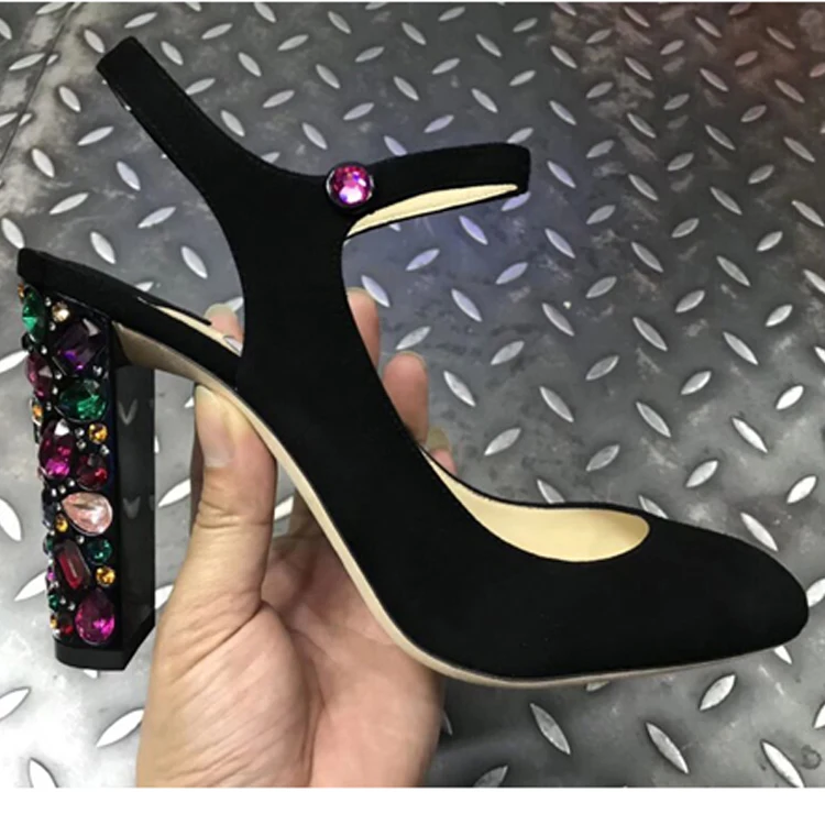 Туфли лодочки женские замшевые с ремешком на щиколотке 10 см|Женские туфли| |