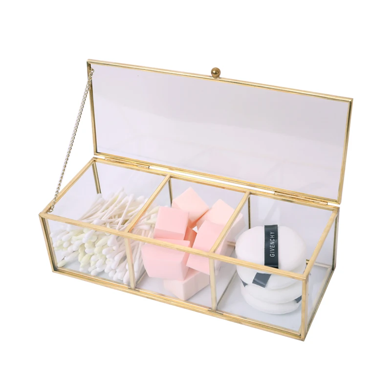 

Ящик для макияжа, настольный прозрачный медный контейнер для хранения косметики и помады, для ногтей, ювелирных изделий