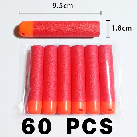 Пули мягкие пустотелые для Nerf Mega Paintball, 9,5*1,8 см, 60 шт., пули из пенопласта, оружие-Red HongC