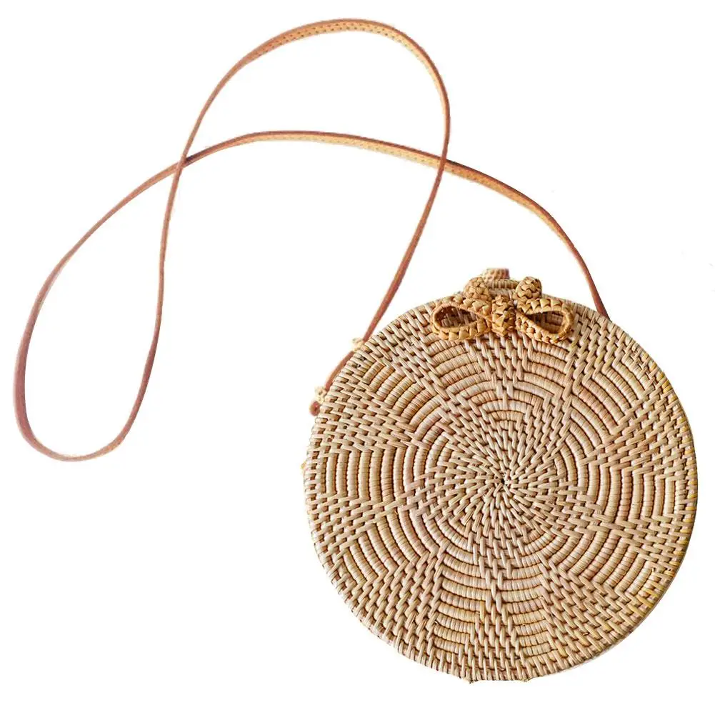 Богемная ручная плетеная Сумка из ротанга работа круглый бант Подсолнух узор