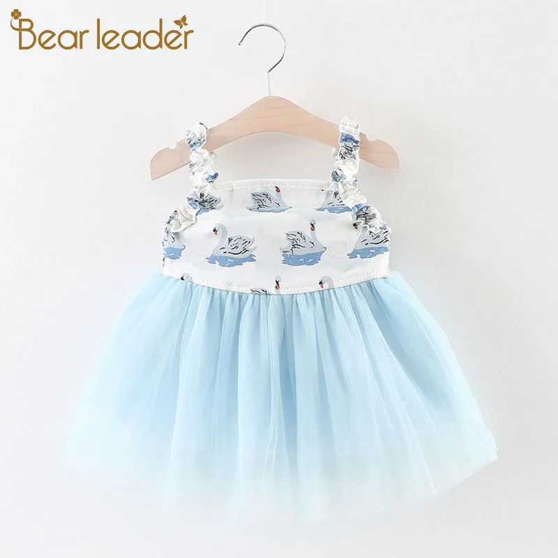 Bear Leader/платья для малышей г. Новая летняя модная детская одежда в полоску от 0 до 2 лет милые хлопковые платья с принтом для маленьких девочек