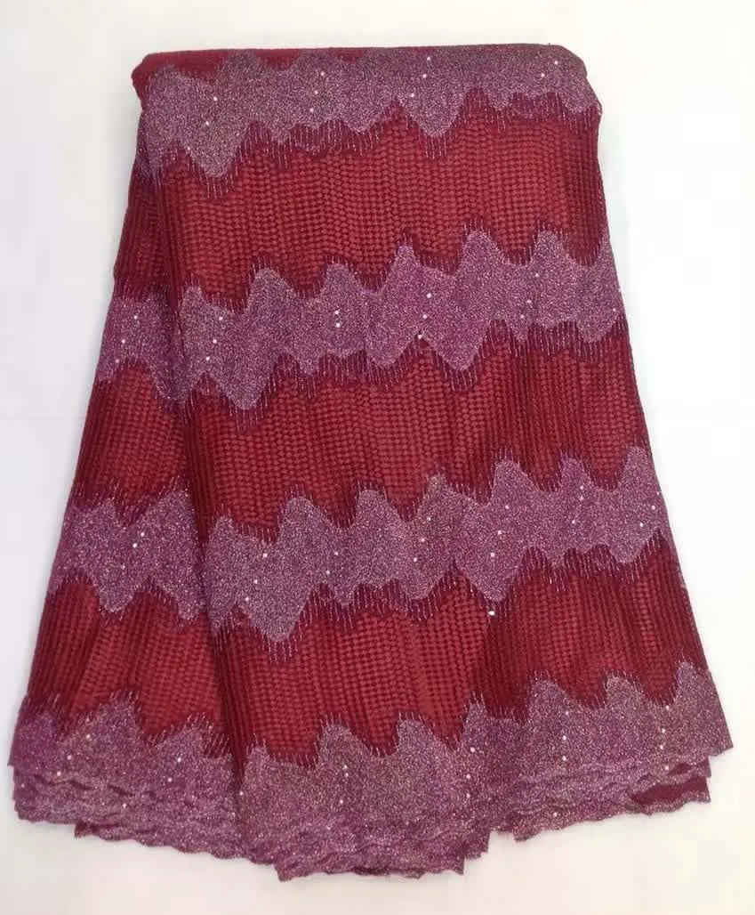 Purple color factory price mesh french net lace fabric with stones African guipure material for party dress NX-15513 | Дом и сад