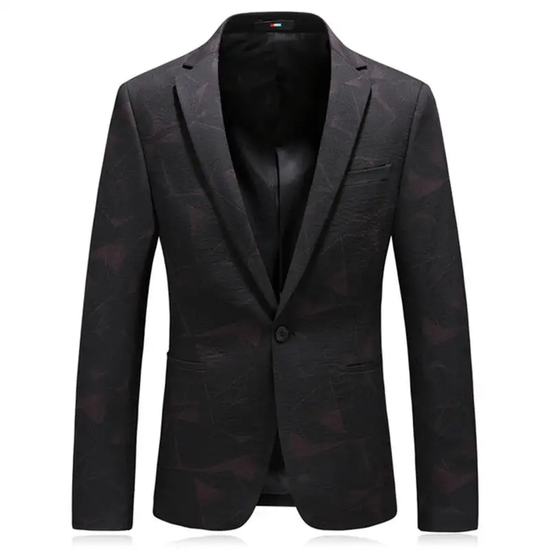 2019 Fashion Print Winter Men Blazer Slim Fit New Brand Single Button Men's Blazers Custom High Quality Suit Jacket Men