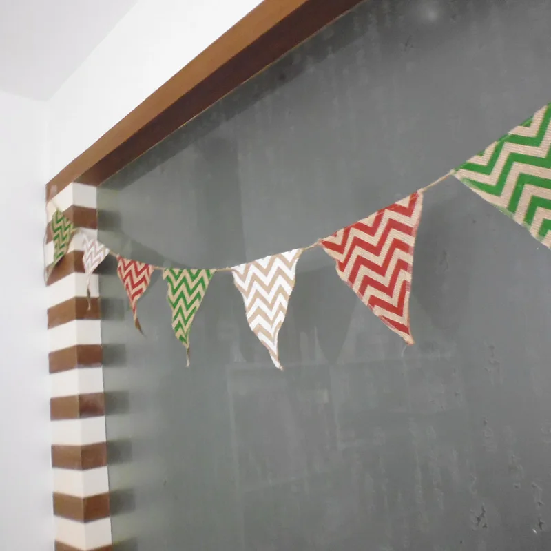 3 м 12 флагов/набор волнистый шеврон флаг баннер ручной работы винтажные джутовые