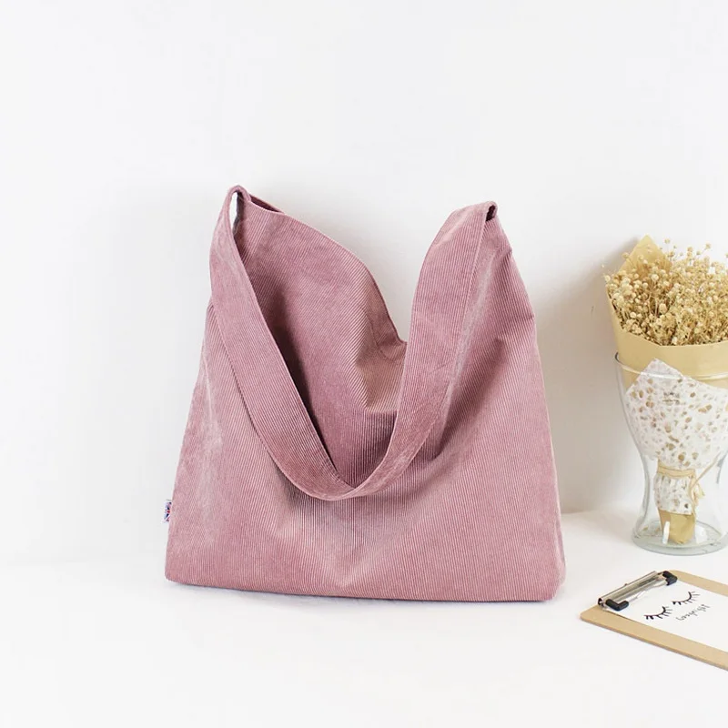 Женская простая Вельветовая Сумочка винтажная однотонная большая Повседневная