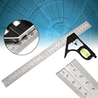 1 шт. Точная Регулируемая линейка комбинированный датчик уровня квадратная угловая Метрическая линейка для школы офиса канцелярские товары 300 мм 12 дюймов Новинка