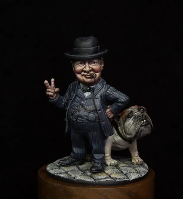 1/32 сборный Набор фигурок из смолы Британский премьер-министр и Бульдог | Игрушки
