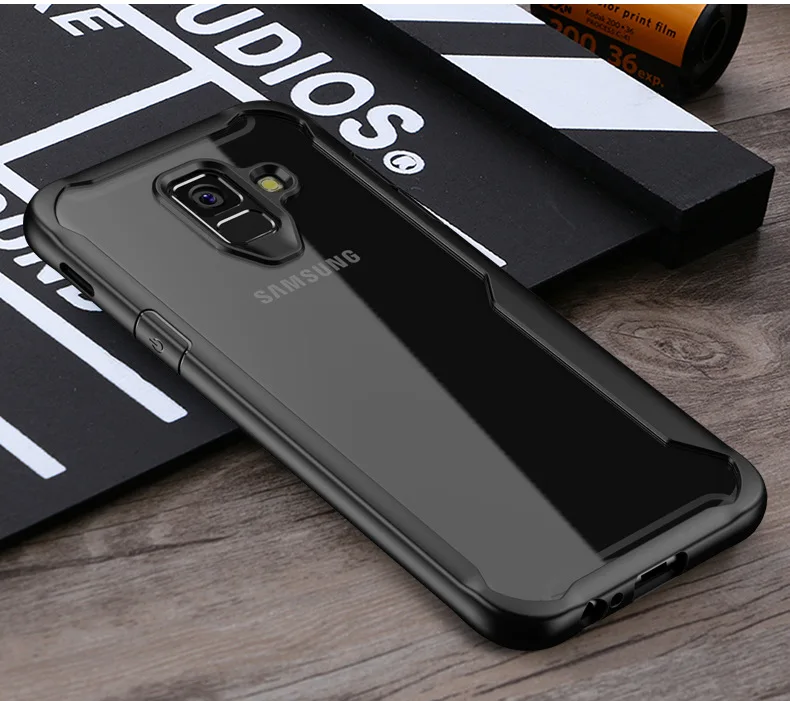 Для samsung Galaxy A6 A6Plus Чехол Мягкий силикон+ прозрачный PC Броня защитный чехол на заднюю панель для samsung a6 plus оболочка