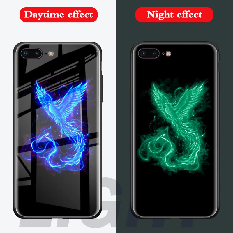 8 Marvel Мстители Бэтмен чехол в виде светящегося стекла для iphone 7 8 6 6s Plus X 10 черный Человек-паук Железный человек ночной Светильник задняя крышка - Цвет: 8