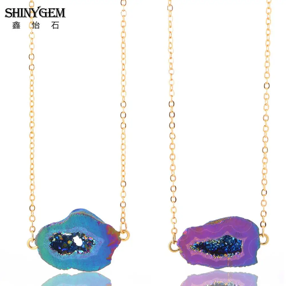 Ожерелье с подвеской SHINYGEM из натуральной друзы радужная чакра ожерелье