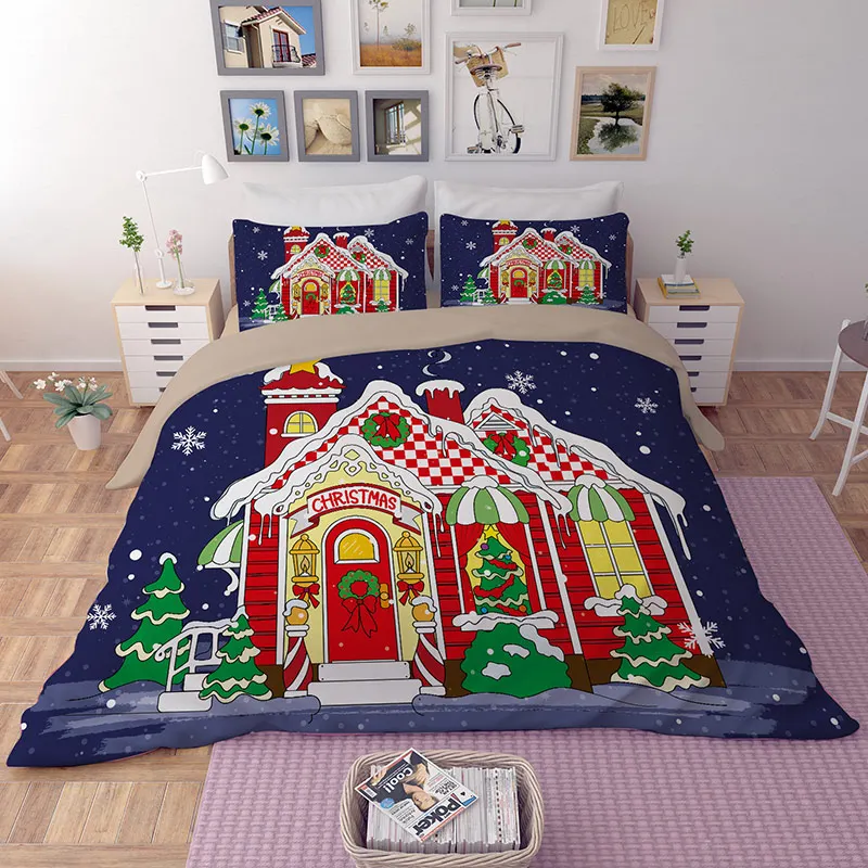 

Xmas Bedding Set Merry Christmas Duvet Cover Pillow Cases Twin Full Queen King Size 3D cartton kid adult boy bedclothes 3/4pcs