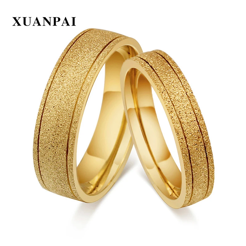 XUANPAI Lover Золотое кольцо из нержавеющей стали для женщин и мужчин стильное тусклое