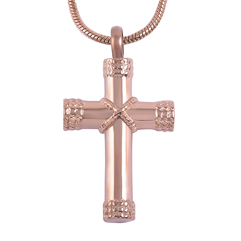 

IJD8596 Rope Winding Cross Memorial Urn Necklace Cremation Ashes Keepsake Jewelry Stainless Steel Funeral Cakset Locket