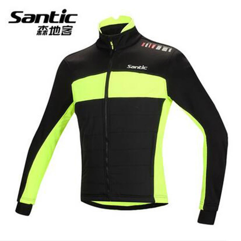 Santic велосипедная зимняя мужская куртка с длинным рукавом, флисовый Майо Ciclismo, ветрозащитная дешевая велосипедная Джерси, сохраняющая тепло, флис SK0006 - Цвет: Green