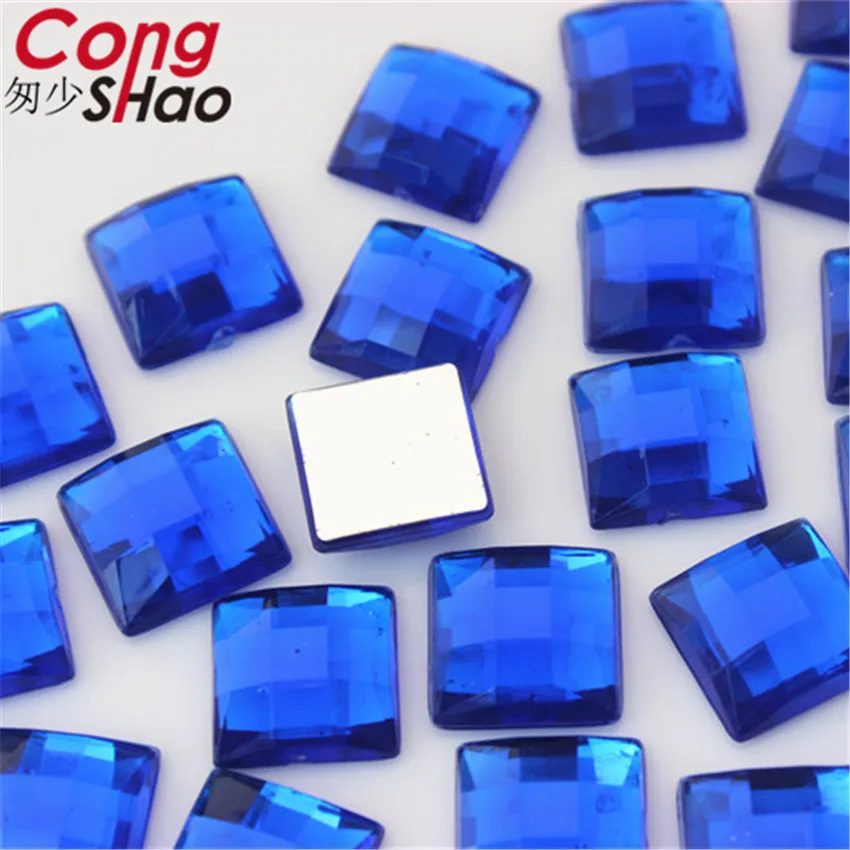 Blue Cong Shao, 100 шт, 12 мм, граненые, квадратные, цветные, с плоской задней стороной, акриловые стразы, отделка камней и кристаллов, сделай сам, аксессуары для костюма ZZ731 - Цвет: Blue