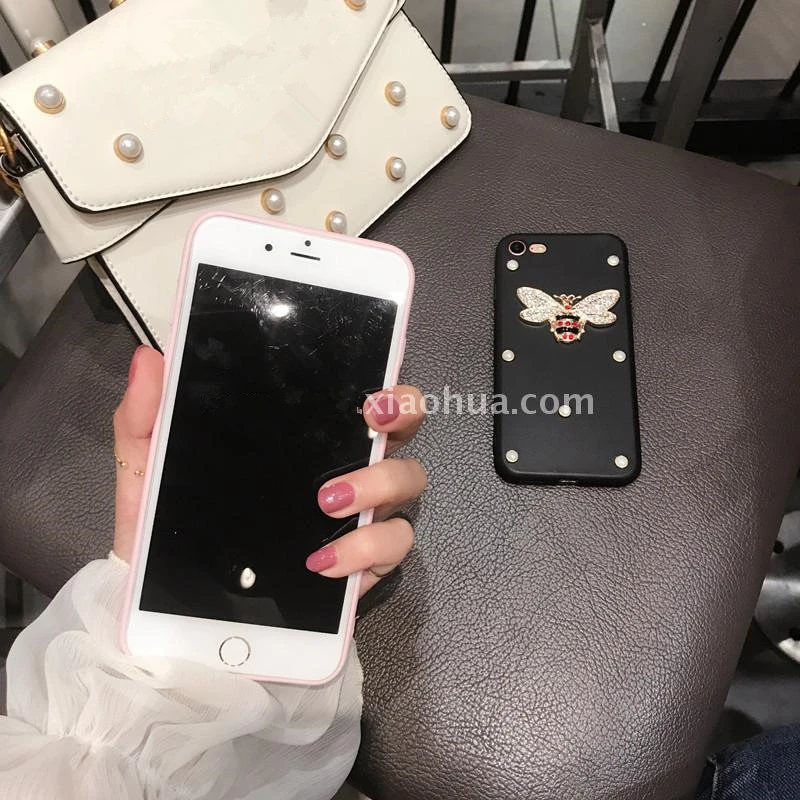 Luxury Retro 3D Diamond pearl bee snake soft case for iphone 5 5s 6 6s 7 8 plus 10 X cover luxury XS max XR Capa |