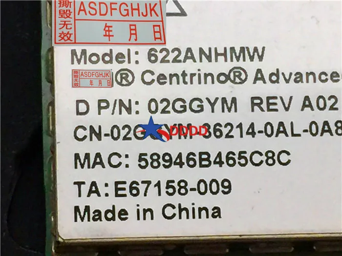 Оригинал для ноутбука Dell Latitude E6410 6200 Mini PCI Wifi беспроводная карта 622ANHMW 02GGYM