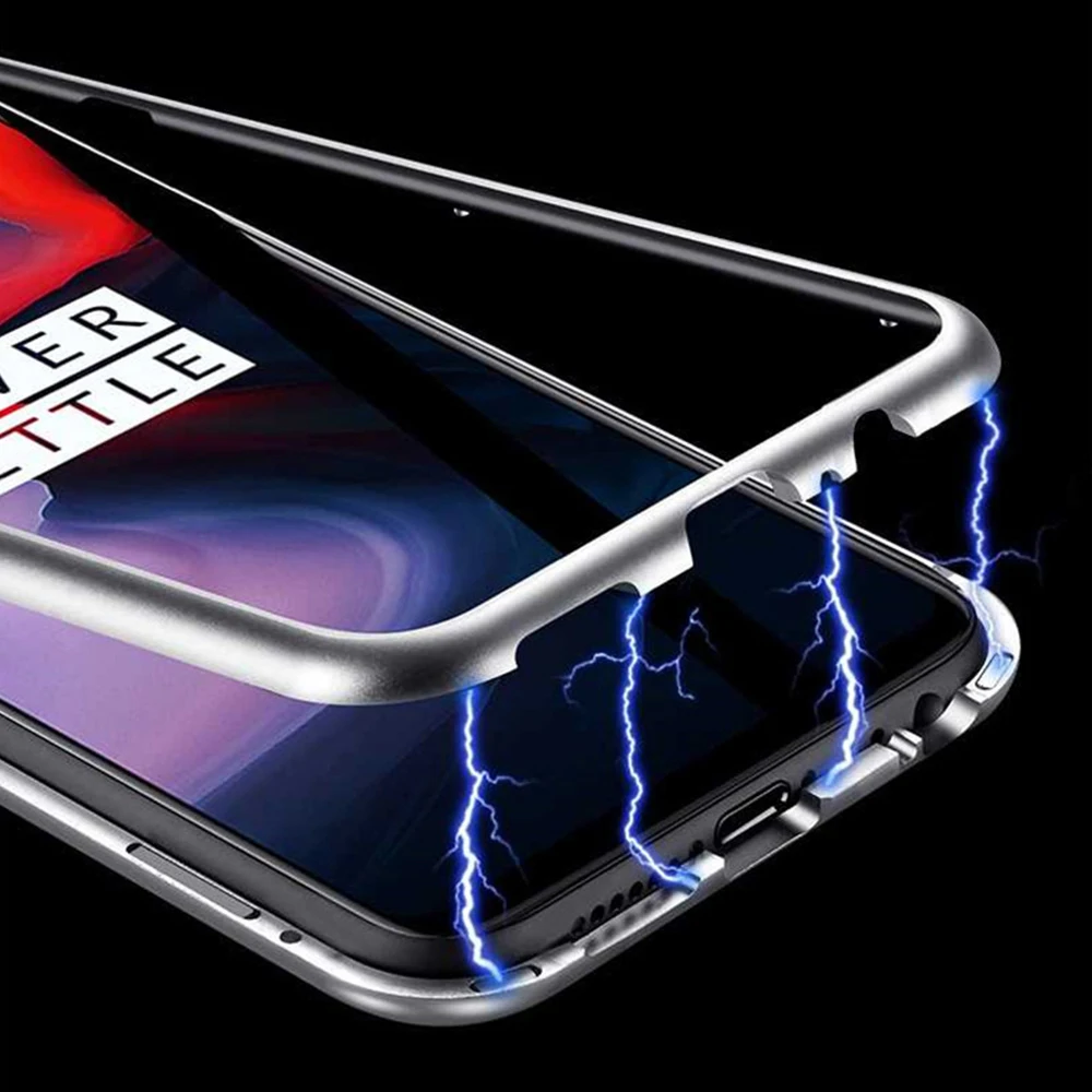 Металлический магнитный чехол для телефона с адсорбцией Oneplus 6 6T 5T стеклянные