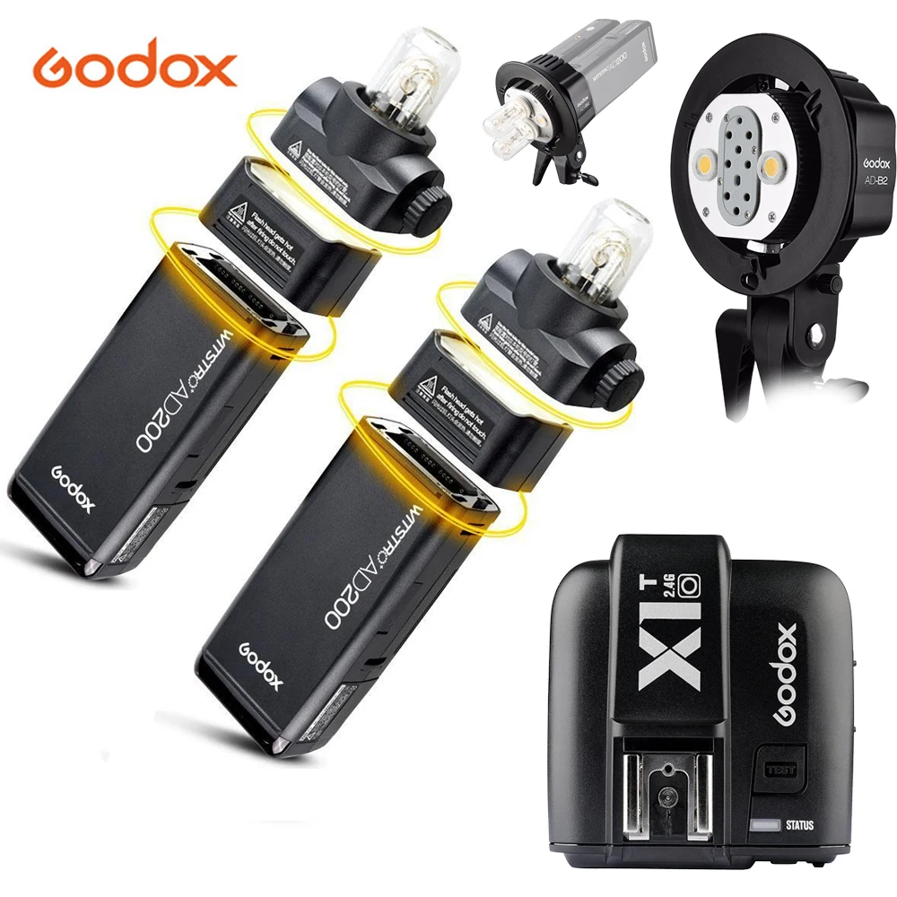 Godox Pocket Outdoor Flash 2X AD200 2.4G Wireless 200WS TTL HSS 1/8000s sync+AD-B2 Bowens Mount+X1T-O for Olympus Panasonic | Электроника