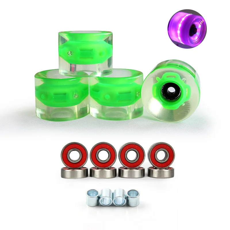 4 шт. 60 мм Led скейтборд колеса с подшипником набор лонгборд колеса 78A мягкие рыболовные колеса PU носимые колеса