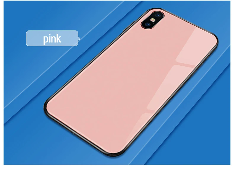 Pink Роскошные чехлы для телефонов из закаленного стекла для iPhone 7, 8, 6, 6s Plus, стеклянная задняя силиконовая Противоударная крышка для iPhone 11 Pro X, XR, XS MAX - Цвет: Pink