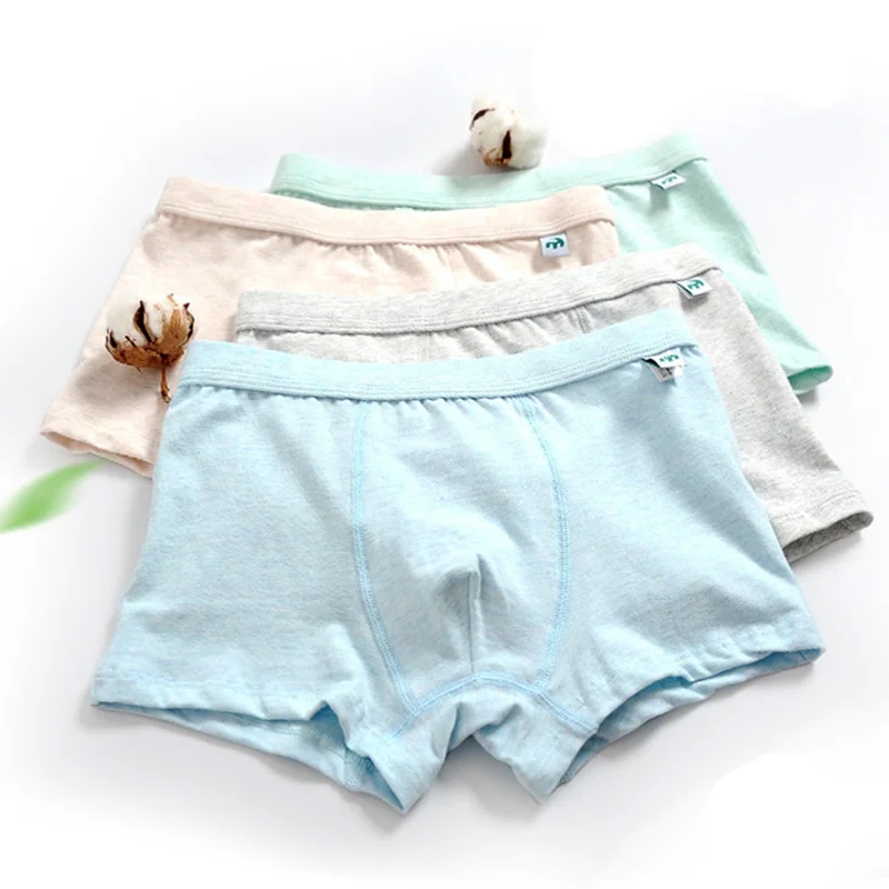 4 pcs Короткие трусы для детей 4 шт./партия однотонное нижнее белье для девочек и мальчиков мягкие хлопковые трусы-боксеры для мальчиков нижнее белье для детей и подростков возрастом от 2 до 16 лет - Цвет: 4 pcs